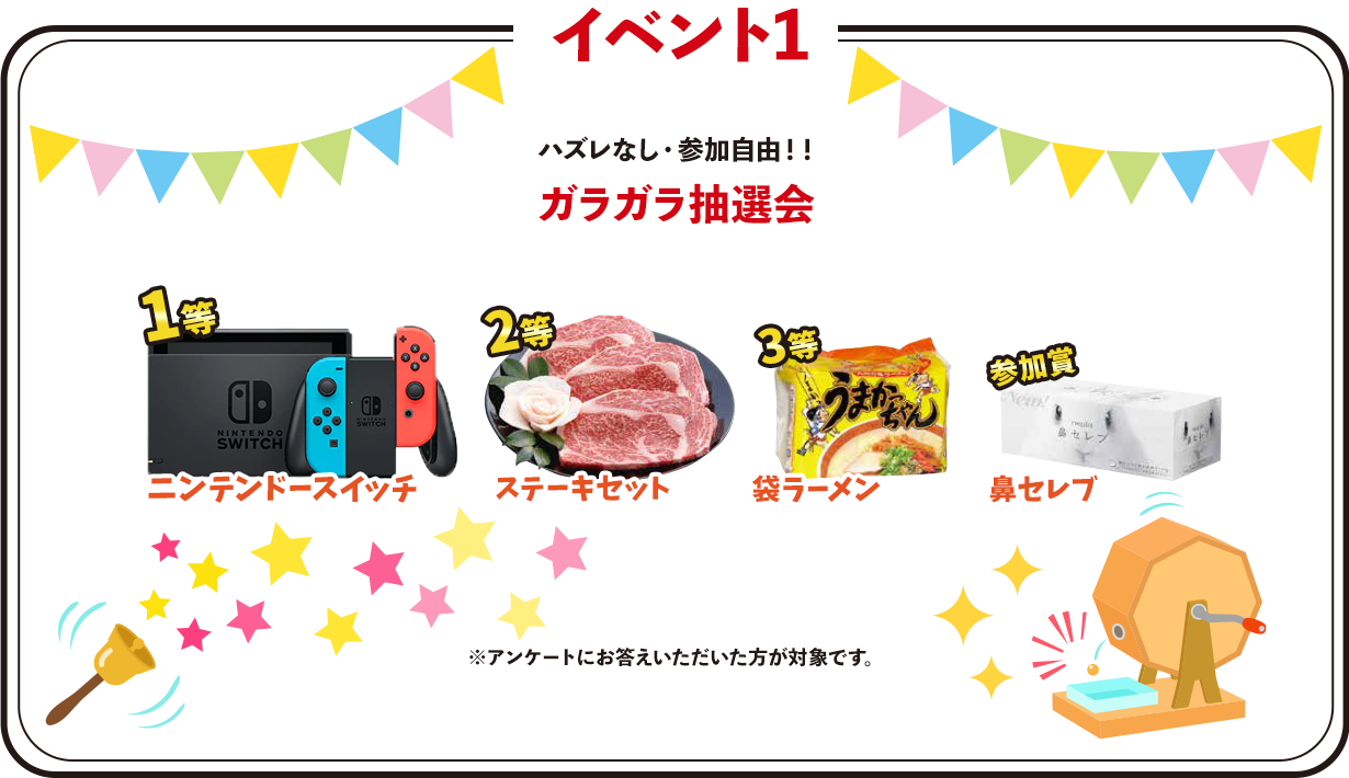 ハズレなし・参加自由！！ ガラガラ抽選会